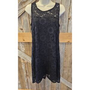 NWT Bethany sz XS vintage lined lave eyelet black classy shift dress oversized